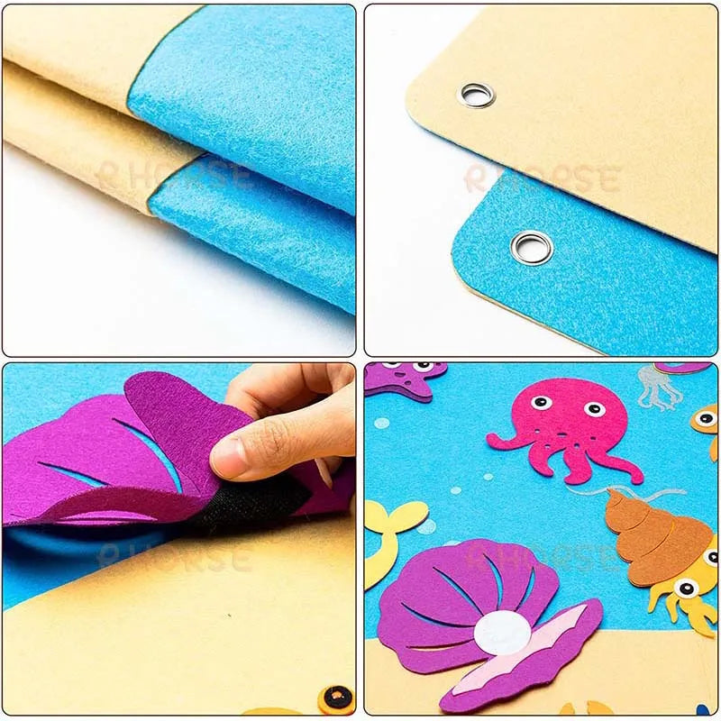 LuxeOrbit Felt Board Stories Set Montessori Ocean Farm Insect  Animal Family Interactive Preschool Early Learning Toddlers Toys for Child