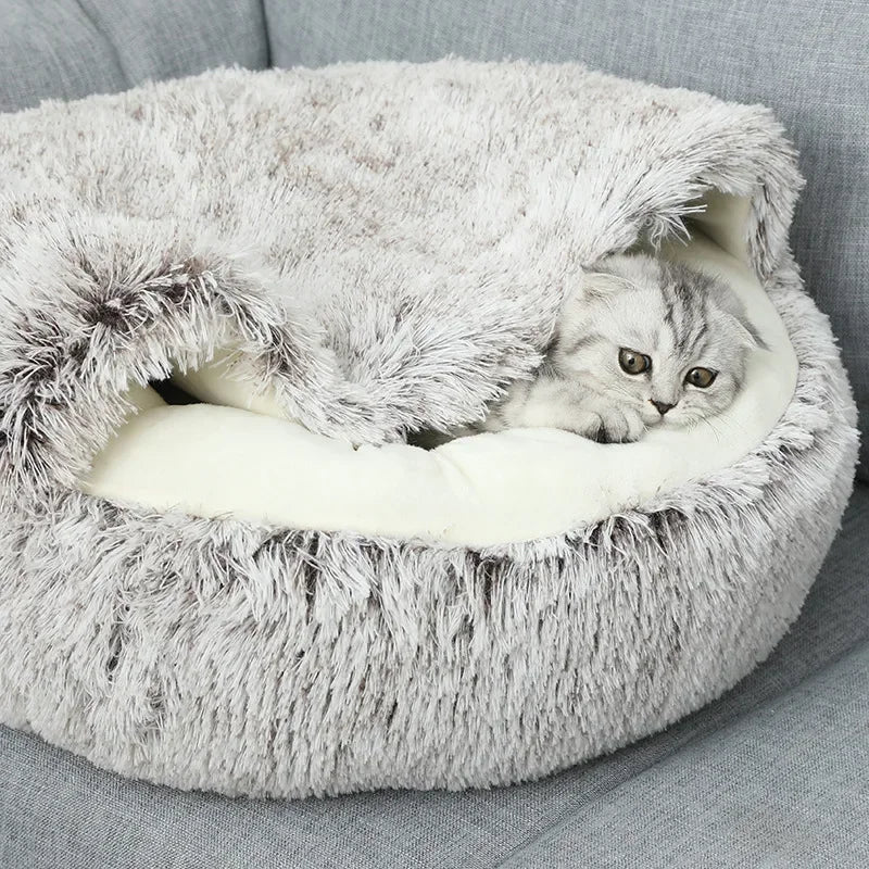 LuxeOrbit Winter Warm Shell Nest Semi Closed Cat Nest Dog Nest Pet Crystal Velvet Shell Cat Nest Semi Enclosed Dog Nest