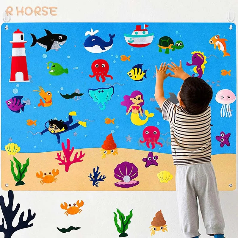 LuxeOrbit Felt Board Stories Set Montessori Ocean Farm Insect  Animal Family Interactive Preschool Early Learning Toddlers Toys for Child