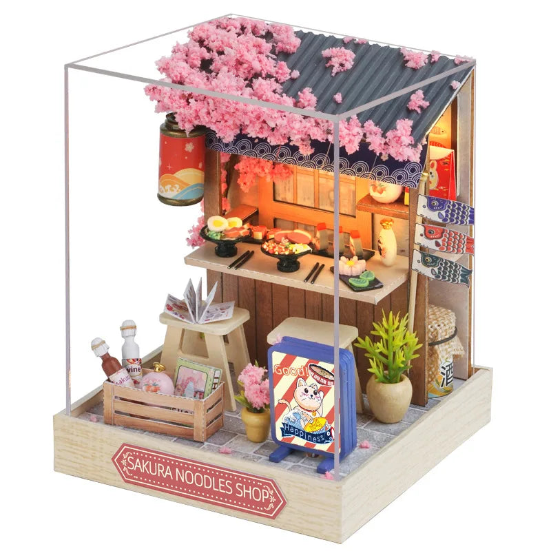 LuxeOrbit DIY 3D Puzzles Wooden Toy Miniature Dollhouse Handmade Doll House Model Building Kits Coffee House Toys For Children Gifts