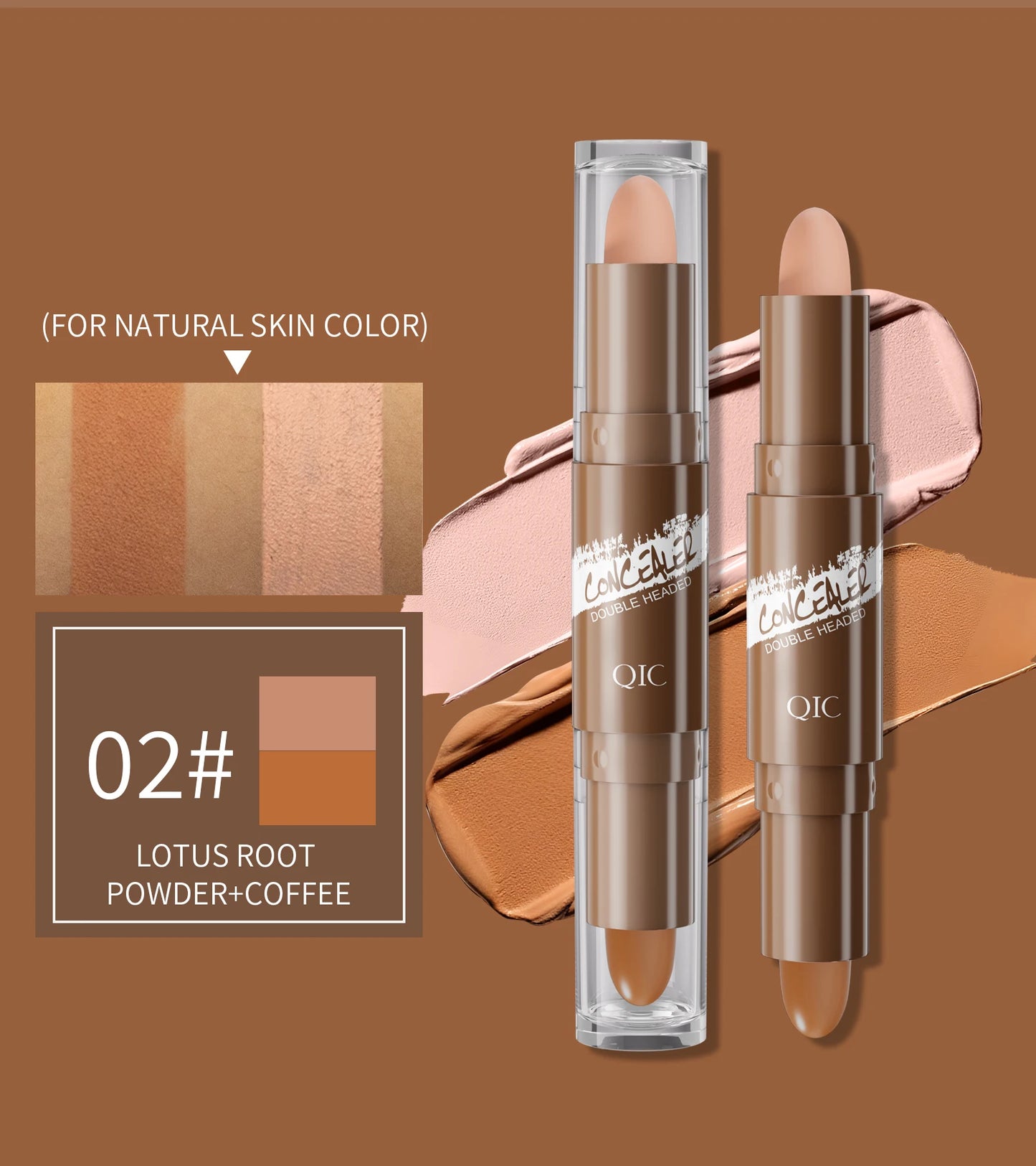 Brown Tube Dual Ended Finishing Stick Highlighting Highlighting Shadow Face Contouring Concealer Stick