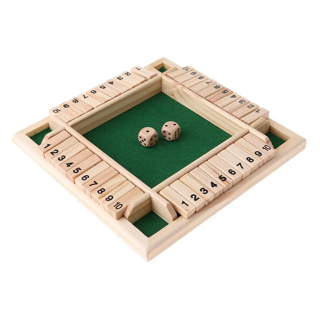 LuxeOrbit Wood 4-Sided 1-10 Numbers Shut The Board Game Fun Toy Table Games