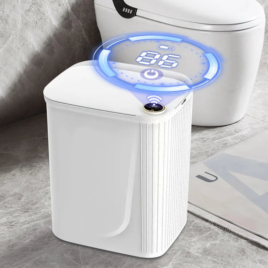 LuxeOrbit 20L Smart Sensor Trash Can With Display Type-C Recharging Automatic Wastebin For Bathroom Kitchen Toilet Wastebasket Smart home