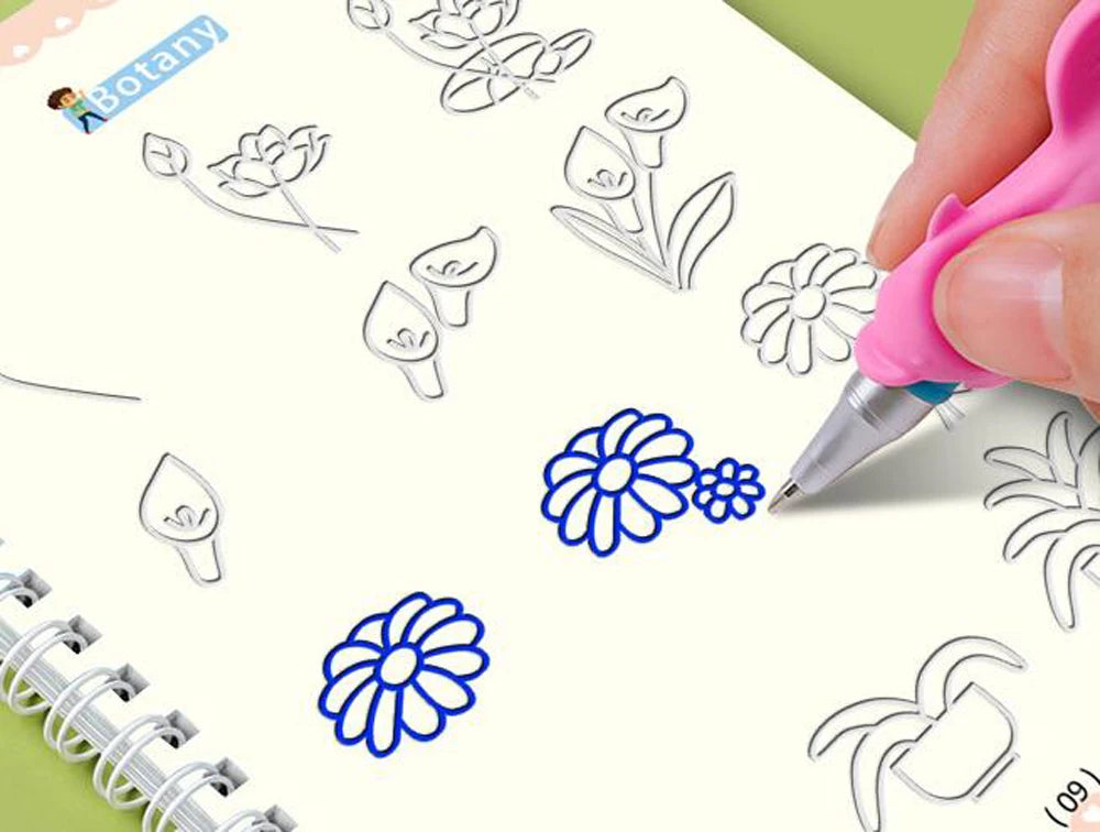 LuxeOrbit 4 Books Pen Magic Copybook Free Wiping Children's Kids Writing Sticker Practice English Copybook For Calligraphy Montessori Gift