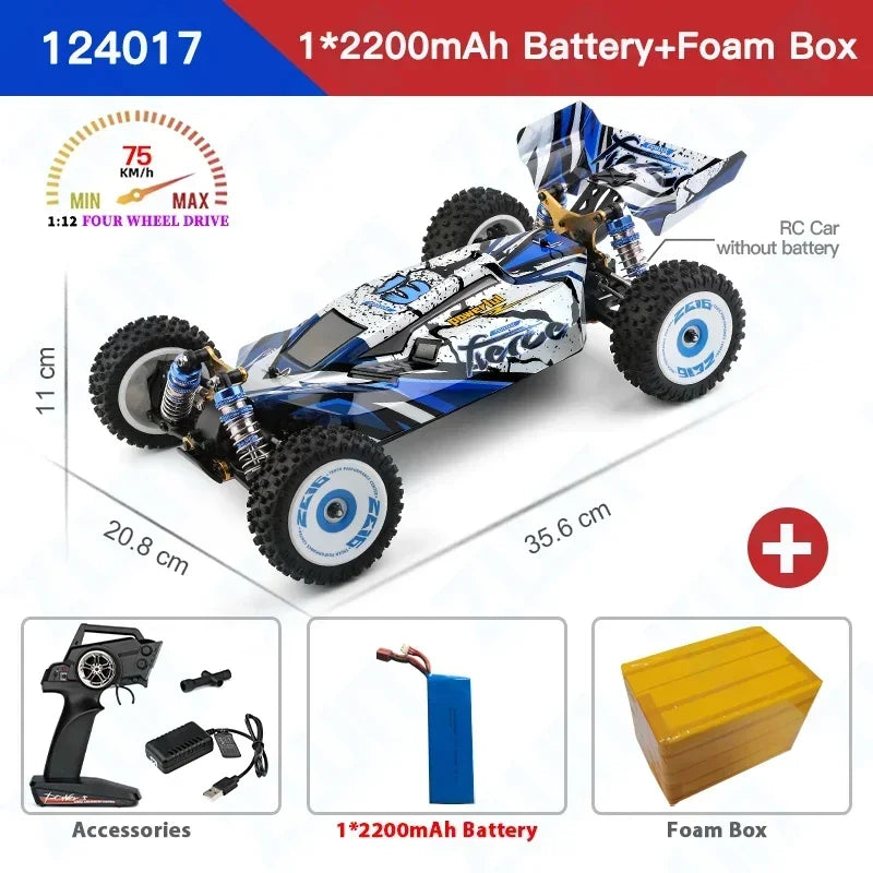 LuxeOrbit 124008 60KM/H RC Car With 3S Battery Professional Racing Car 4WD Brushless Electric Remote Control Cars Children's Toys