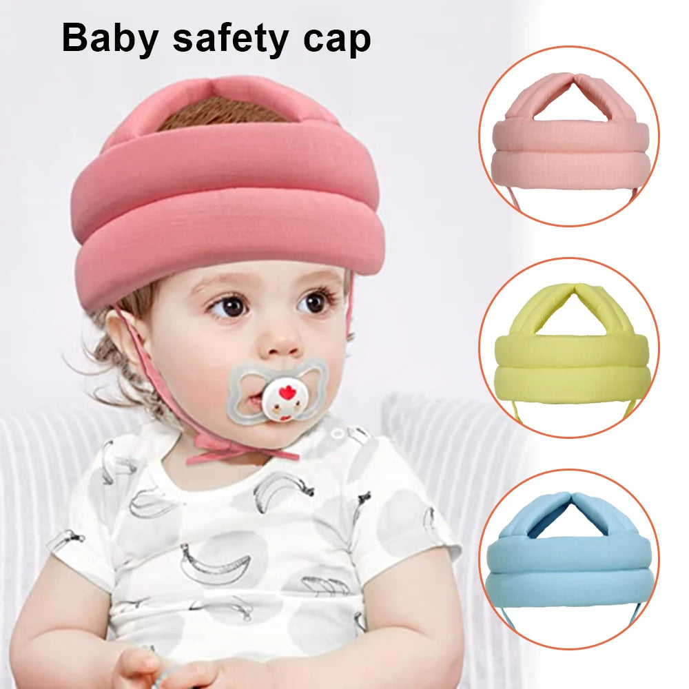 LuxeOrbit Baby Helmet Safety Cap For Babies Boys Girls Summer Breathable Cotton Mesh Hat Children Crawl Walk Playing Infant Anti Collision