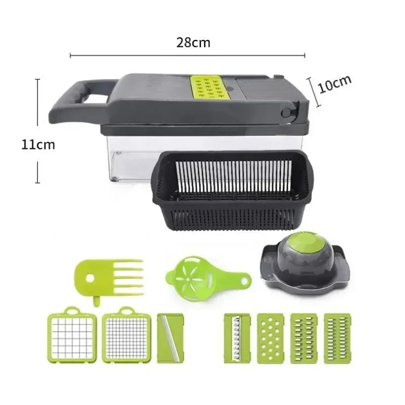 LuxeOrbit 14/16 in 1 Multifunctional Vegetable Chopper Cutting Artifact Vegetable Slicer Diced Food Handle Grate Chopper Kitchen