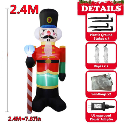 LuxeOrbit Inflatable Nutcracker Soldier built-in LED Light Outdoors Christmas Decorations for Indoor Home Yard Garden Xmas Decoratio