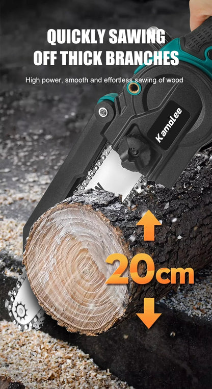 LuxeOrbit  5.0Ah 6 Inch 8 Inch Mini Brushless Electric Saw Rechargeable Chain Saw Wood Cutter Pruning Garden Power Tools