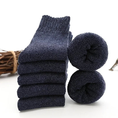 LuxeOrbit 1/5pairs Winter Merino Wool Socks for Men Super Thick Warm High Quality Harajuku Retro Snow Casual Antifreeze Cashmere Socks Men