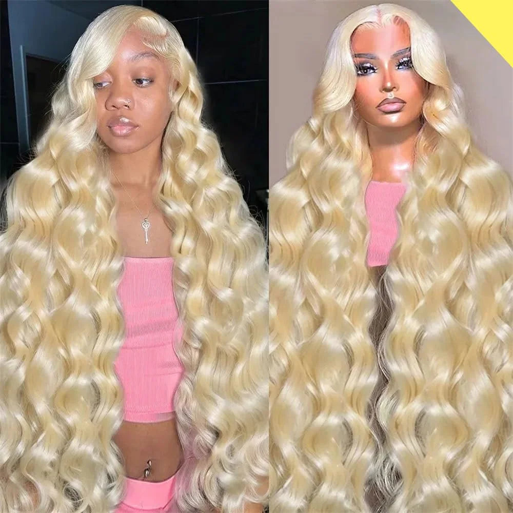 LuxeOrbit 200 Density 613 Curly Blonde Front Human Hair Body wave HD Transparent 13x5 Lace Frontal Wig Brazilian Hair For Black Women