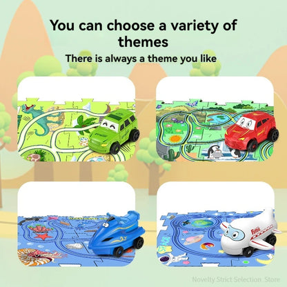 LuxeOrbit Puzzel Toy Set Rail Car DIY Assemble Jigsaw Flexible Railway Track Parent-child Interaction Toy Electric Car Puzzle Toys Gifts