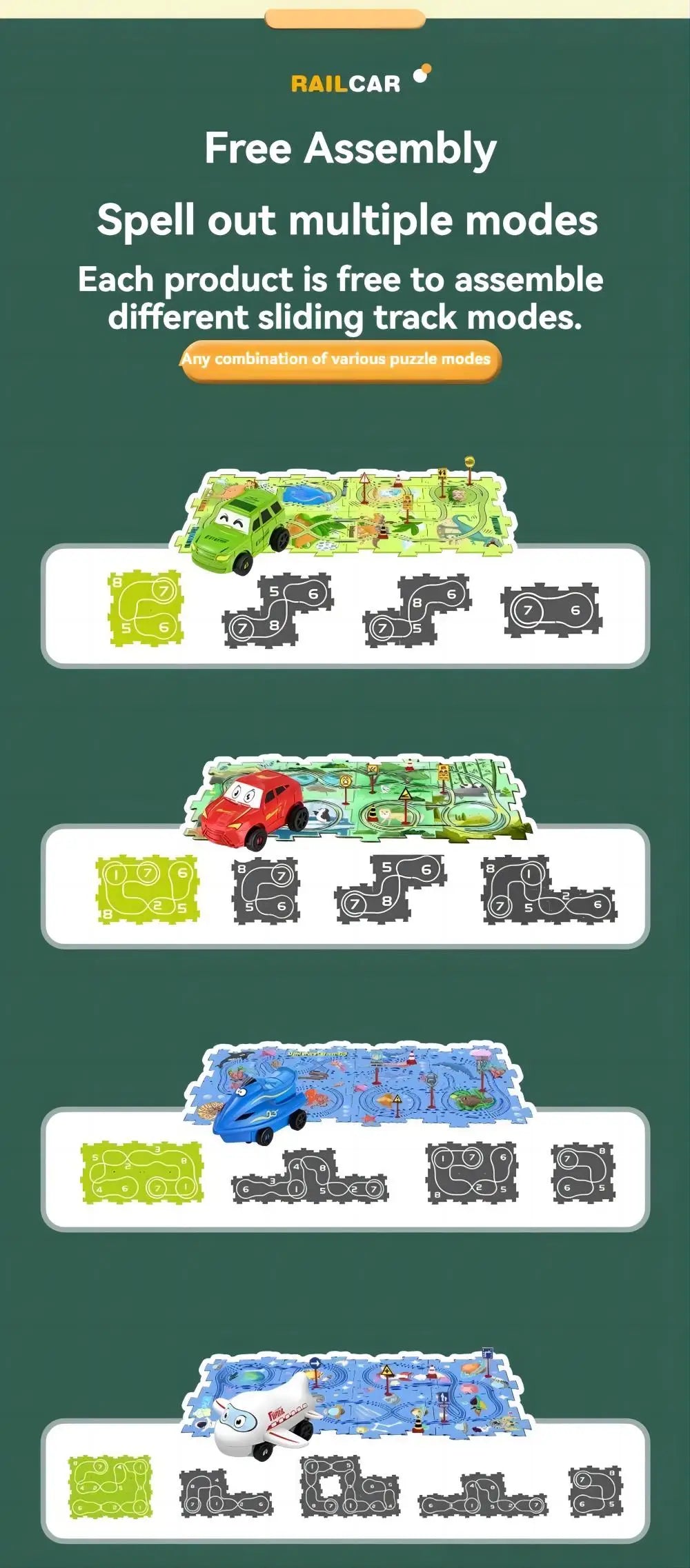 LuxeOrbit Children Puzzle Tracks Car Toy DIY Assemble Electric Automatic Rail Car montessori Parent-child Interaction Toy for Kids Gifts