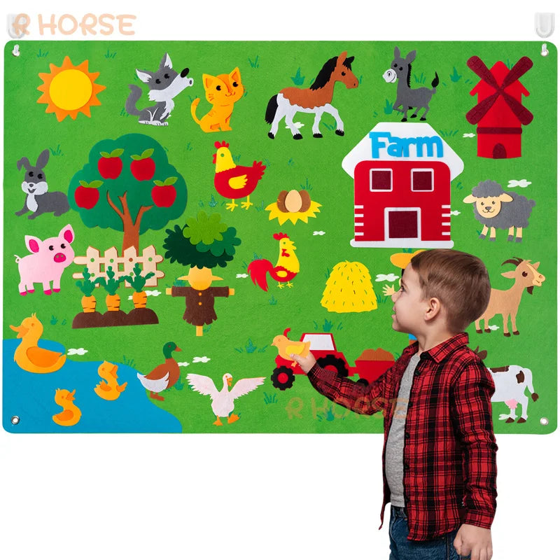 LuxeOrbit Felt Board Stories Set Montessori Ocean Farm Insect  Animal Family Interactive Preschool Early Learning Toddlers Toys for Child