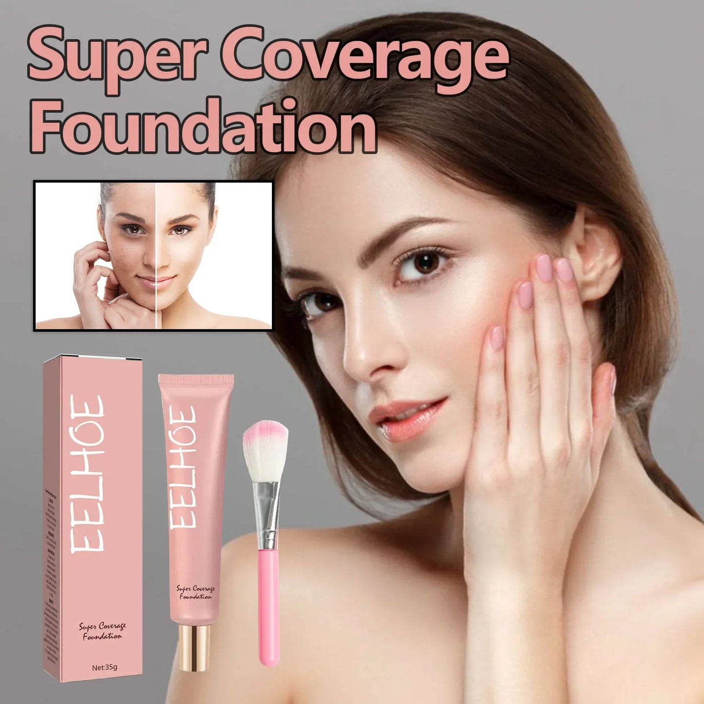 EELHOE Liquid Foundation Pore Soft Focus Base Makeup Concealer Invisible Pore Lasting Makeup Eye Contour Dark Circles Correction