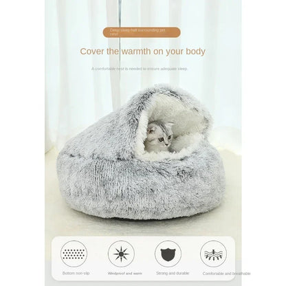 LuxeOrbit Winter Warm Shell Semi-Closed Cat Nest Pet Cat Bed Semi-Surrounded Kennel Dog Bed Closed Cat Nest