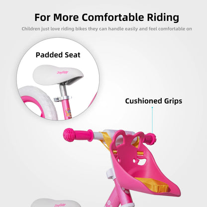 LuxeOrbit 12/14 Inch Kids Balance Bike for 18months-5 Years, Lightweight Toddler Balance Bikes with Footrest and Handlebar, Pink