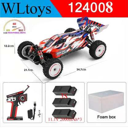 LuxeOrbit 124008 V8 1/12 2.4G Racing RC Cars 4WD Brushless Motor 60Km/H High Speed Remote Control Car Off-road Drift Toys