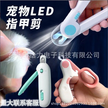 LuxeOrbit LED Light Cat Dog Nail Clipper Cutter Professional Pet Claw Trimmer with Safety Lock Puppy Kitten Animals Care Grooming Tool Kit