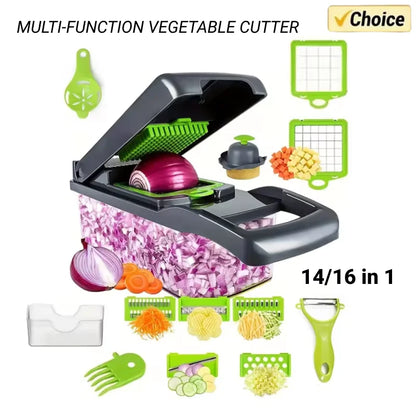 LuxeOrbit 14/16 in 1 Multifunctional Vegetable Chopper Handle Food Grate Food Chopper Vegetable Slicer Dicer Cut Kitchen Items Cocina