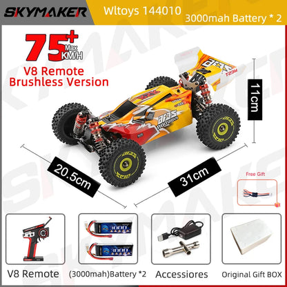 LuxeOrbit 144010 V8 RC Car Brushless 1:14 75Km/H High Speed Metal 4WD Drive Off-Road 2.4G Transmitter 1/14 RC Racing Car  VS 144010