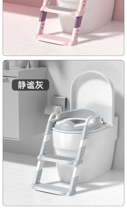 LuxeOrbit Children's Toilet Seat Stairway Baby Boys and Girls Toilet Folding Stand Step Stool Children's Step Toilet Seat Ring