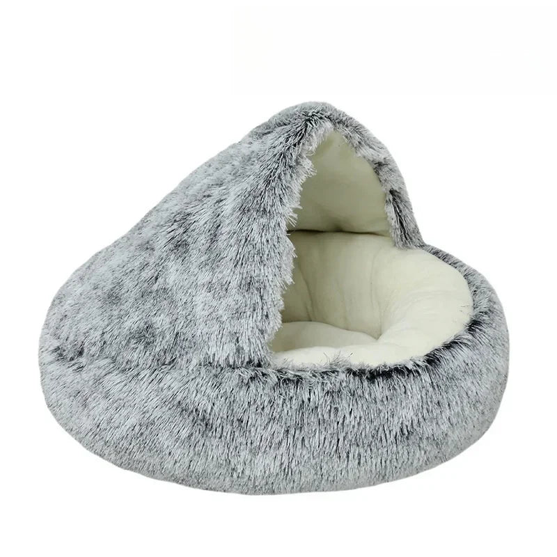 LuxeOrbit Winter Warm Shell Nest Semi Closed Cat Nest Dog Nest Pet Crystal Velvet Shell Cat Nest Semi Enclosed Dog Nest