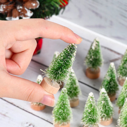 LuxeOrbit Artificial Mini Wooden Christmas Tree Blue Green White Gold Tower Pine Small Sisal Christmas Tree Tabletop Ornament Decor