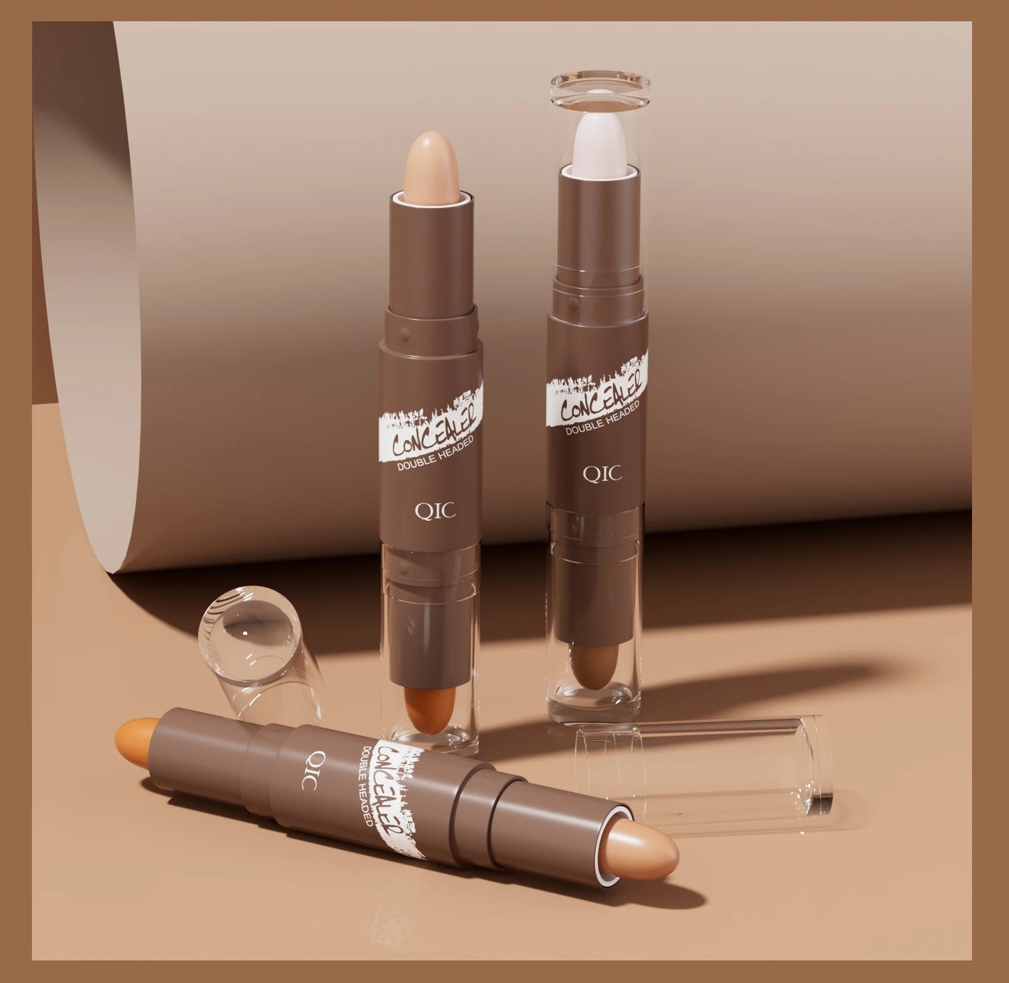 Brown Tube Dual Ended Finishing Stick Highlighting Highlighting Shadow Face Contouring Concealer Stick