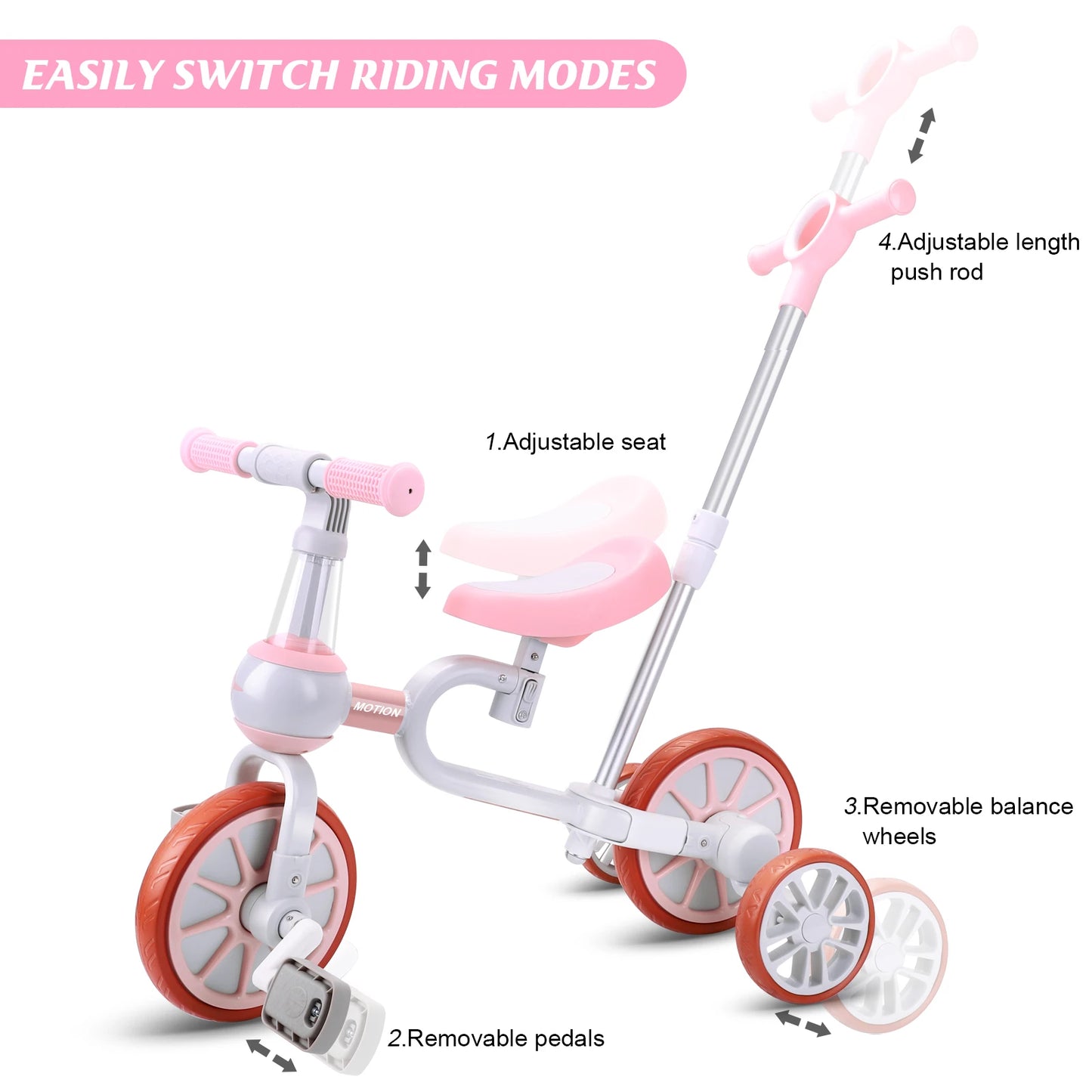 Kids Tricycles For Age 2/3/4 Years Old Girls Toddler/Baby Balance Bike Push Bike Riding Trikes Toys Birthday and Christmas Gifts