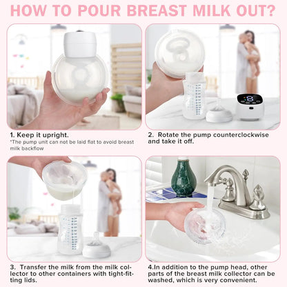 LuxeOrbit Wearable Electric Breast Pump Handsfree BPA Free Low Noise Powerful Suction 3 Mode &9Levels Portable Electric Breastfeeding Pump