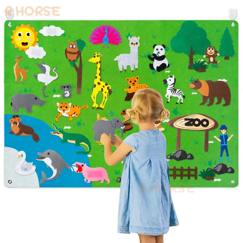 LuxeOrbit Felt Board Stories Set Montessori Ocean Farm Insect  Animal Family Interactive Preschool Early Learning Toddlers Toys for Child