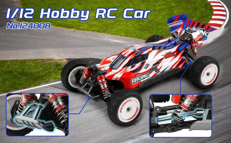 LuxeOrbit 1/12 Fast RC Cars WLtoys 124008 2000mah 4x4 3s Brushless RC Buggy Cars with Independent ESC RC Car Truck Remote Control Cars