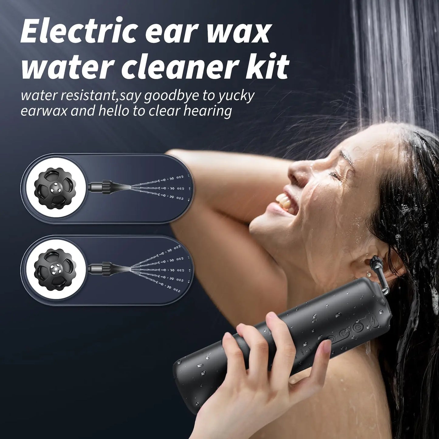 LuxeOrbit Ear Wax Removal - Electric Ear Cleaner - Ear Cleaning Kit-Ear Irrigation Kit Safe Ear Irrigation Flushing System with 4 Pressure