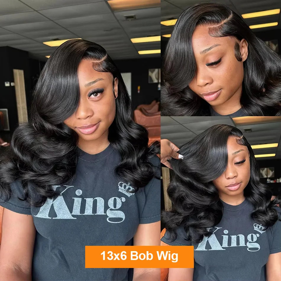 Body Wave Short 200 Density 13x4 Lace Front Human Hair wig 12 14 16 Inch Bob 13x6 Lace Frontal Wig HD Transparent Brazilian Remy