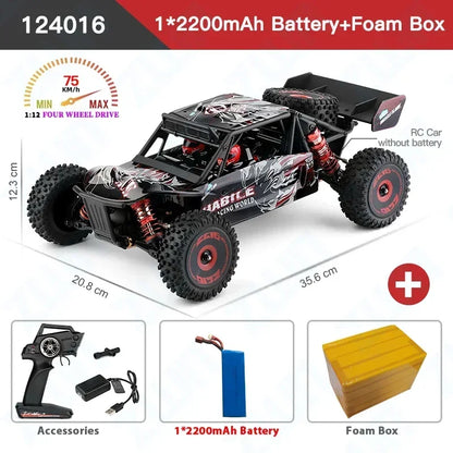 LuxeOrbit 124008 60KM/H RC Car With 3S Battery Professional Racing Car 4WD Brushless Electric Remote Control Cars Children's Toys