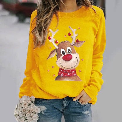 LuxeOrbit Christmas Sweatshirts Reindeer Pattern 3D Print Women Streetwear Casual Long Sleeve Hoodies Y2k Pullovers Tops Female Clothing