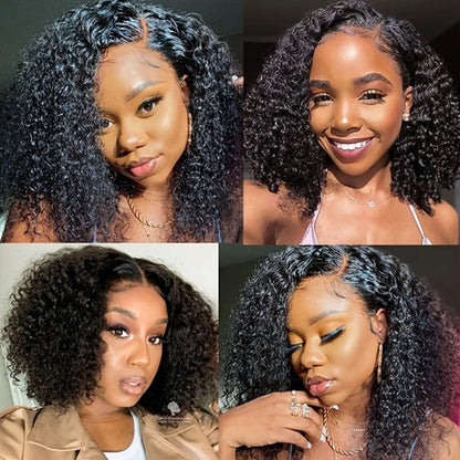 LuxeOrbit 13X4 Brazilian Kinky Curly BoB Lace Frontal Wigs For Women Glueless 180 Density Preplucked 100% Human Hair Wig Deep Curls Wig