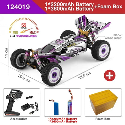 LuxeOrbit 124008 60KM/H RC Car With 3S Battery Professional Racing Car 4WD Brushless Electric Remote Control Cars Children's Toys