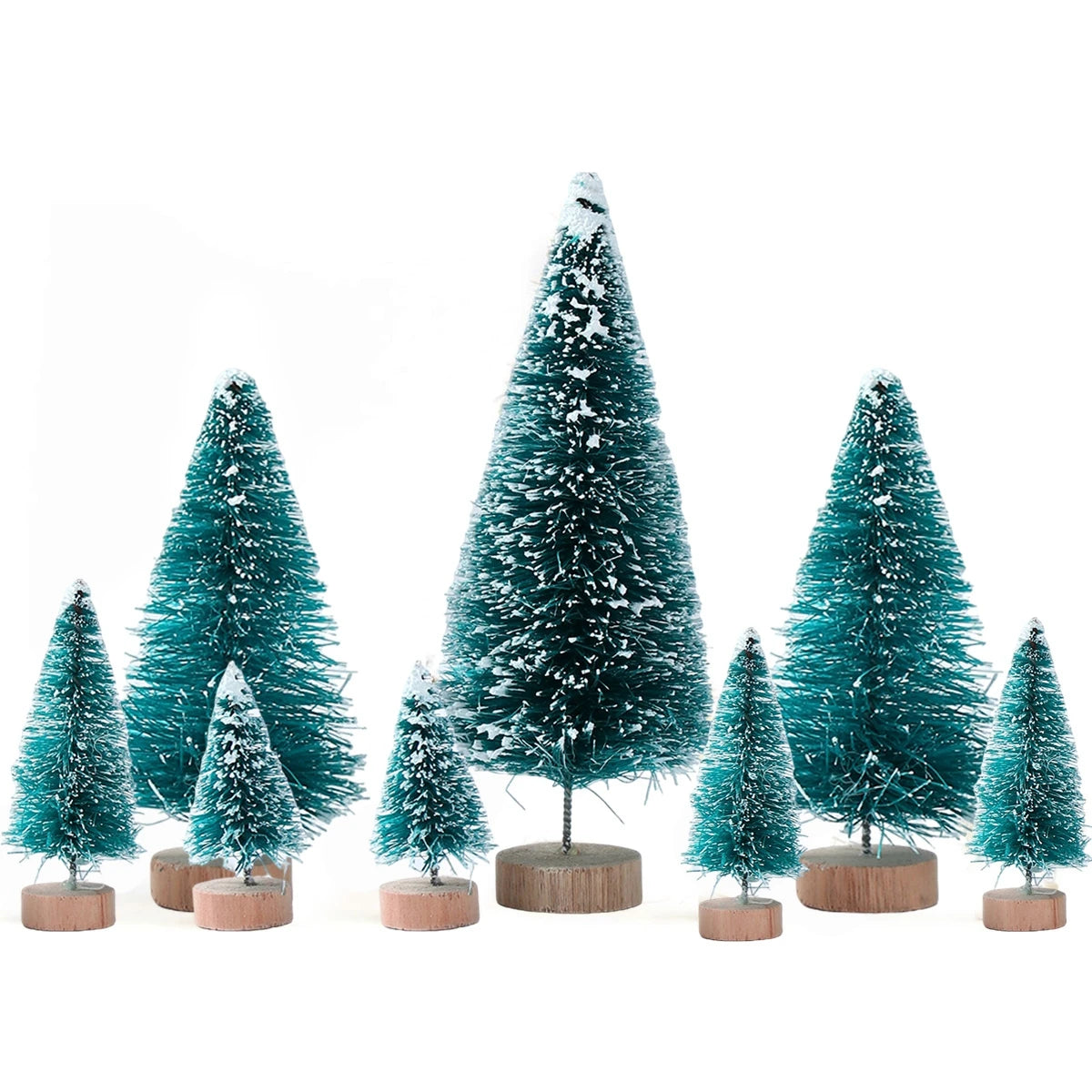 LuxeOrbit Artificial Mini Wooden Christmas Tree Blue Green White Gold Tower Pine Small Sisal Christmas Tree Tabletop Ornament Decor