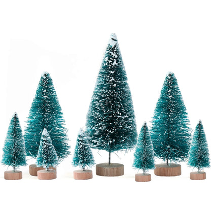 LuxeOrbit Artificial Mini Wooden Christmas Tree Blue Green White Gold Tower Pine Small Sisal Christmas Tree Tabletop Ornament Decor