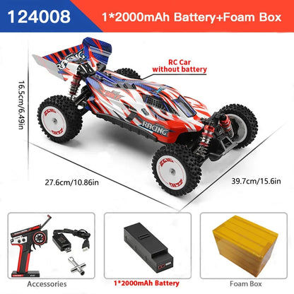 LuxeOrbit 124008 60KM/H RC Car With 3S Battery Professional Racing Car 4WD Brushless Electric Remote Control Cars Children's Toys