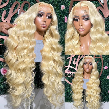 LuxeOrbit 200 Density 613 Curly Blonde Front Human Hair Body wave HD Transparent 13x5 Lace Frontal Wig Brazilian Hair For Black Women