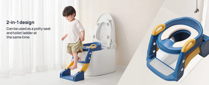 LuxeOrbit 2-in-1 Toilet Potty Training Seat with Step Stool, Adjustable Kids Potty Seat with Anti-Slip Pads and Ladder