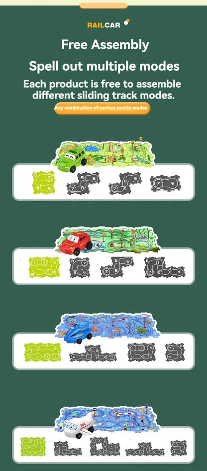 LuxeOrbit Puzzel Toy Set Rail Car DIY Assemble Jigsaw Flexible Railway Track Parent-child Interaction Toy Electric Car Puzzle Toys Gifts