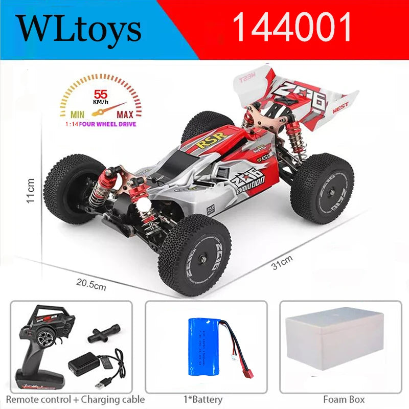 LuxeOrbit 144010 And 144001 RC Cars  2.4G 4WD Remote Control Car 75 KM/H High Speed Metal Chassis Electric Racing for Children Gift