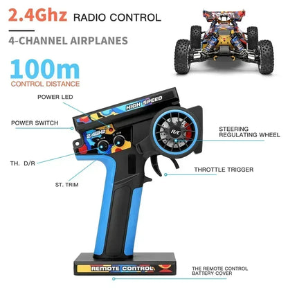 LuxeOrbit 124017 75KM/H 4WD RC Car Professional Monster Truck High Speed Drift Racing Remote Control Cars Children's Toys for Boys