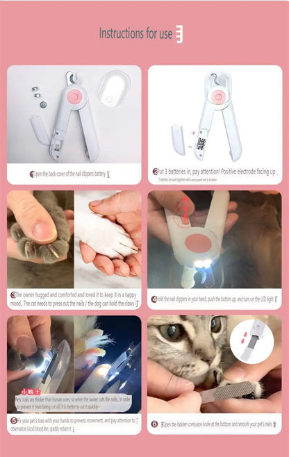 LuxeOrbit Pet Grooming Led Cat Dog Nail Clippers Clipper For Animals Nail Supplies Professionals Nail File Rabbit Cat Trimmer Dogs Clipper