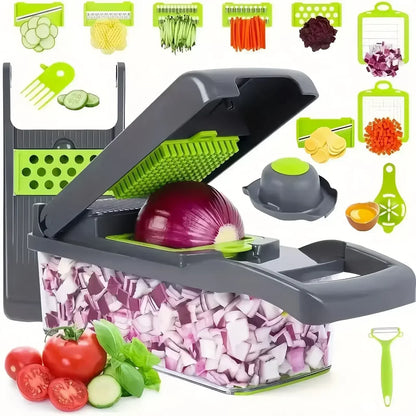 LuxeOrbit 14/16 in 1 Multifunctional Vegetable Chopper Handle Food Grate Food Chopper Vegetable Slicer Dicer Cut Kitchen Items Cocina