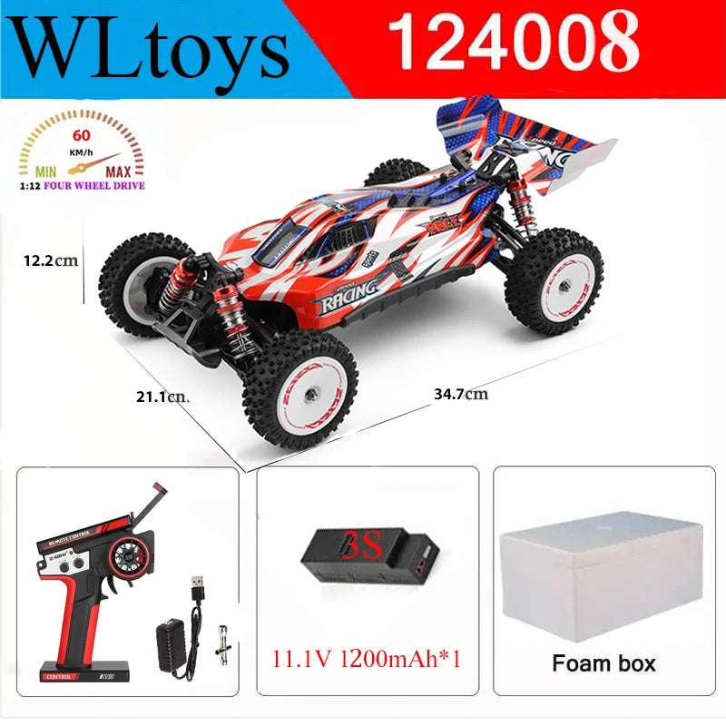 LuxeOrbit 124008 V8 1/12 2.4G Racing RC Cars 4WD Brushless Motor 60Km/H High Speed Remote Control Car Off-road Drift Toys